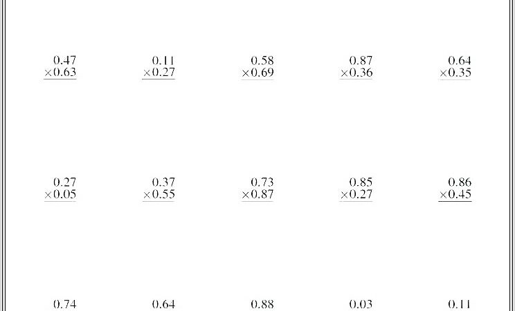 Dividing Decimals By Whole Numbers Worksheet