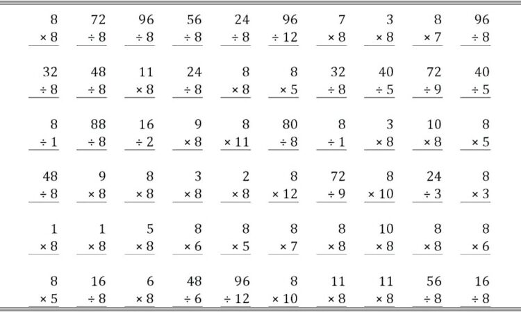 Division Worksheet Generator No Remainders