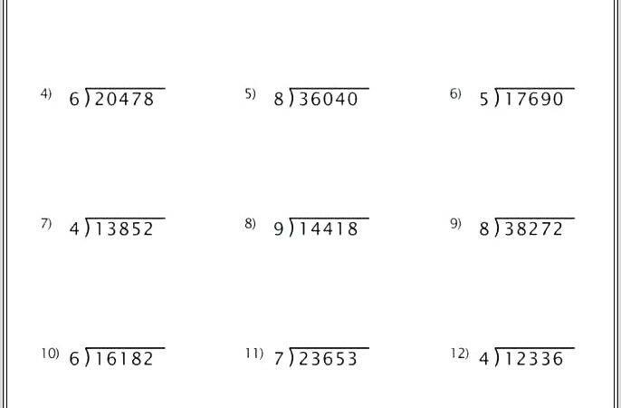 Division Worksheet Generator With Remainders