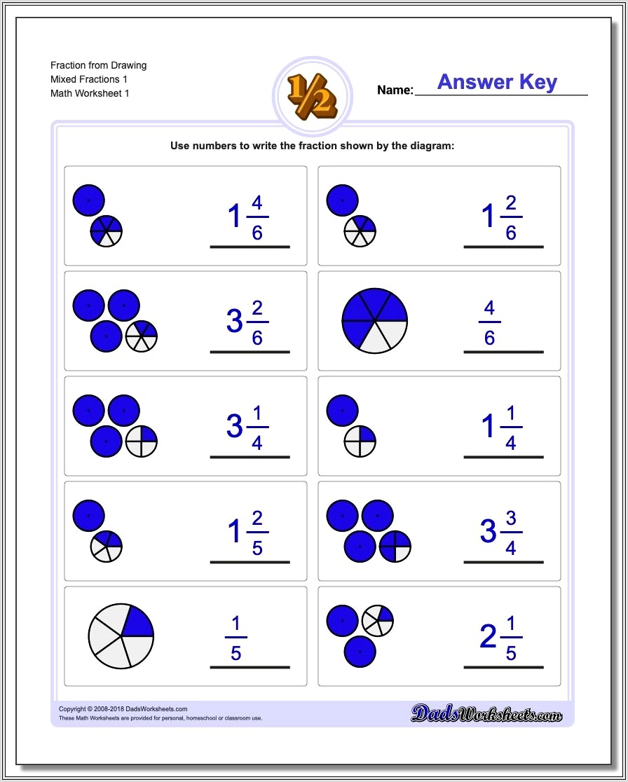 Drawing Mixed Numbers Worksheet