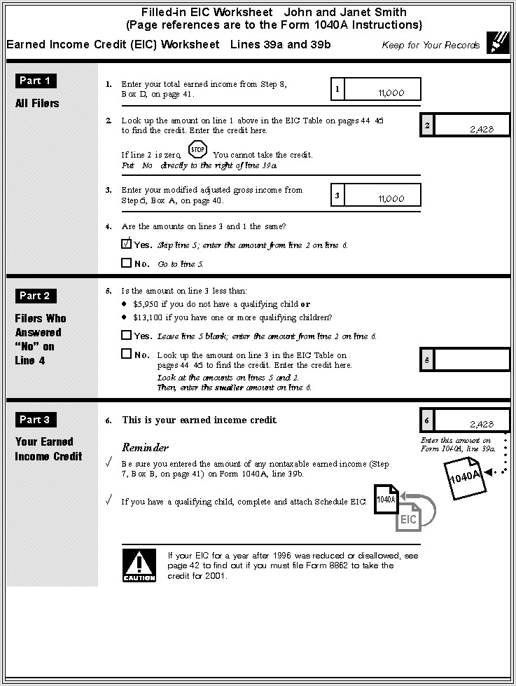 Earned Income Credit Eligibility Worksheet
