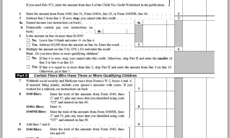 Earned Income Credit Worksheet 2011 Form