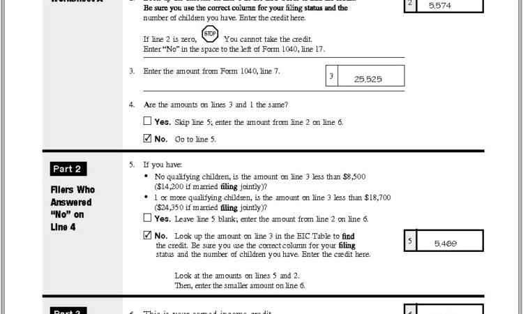 Earned Income Tax Credit Worksheet 2013