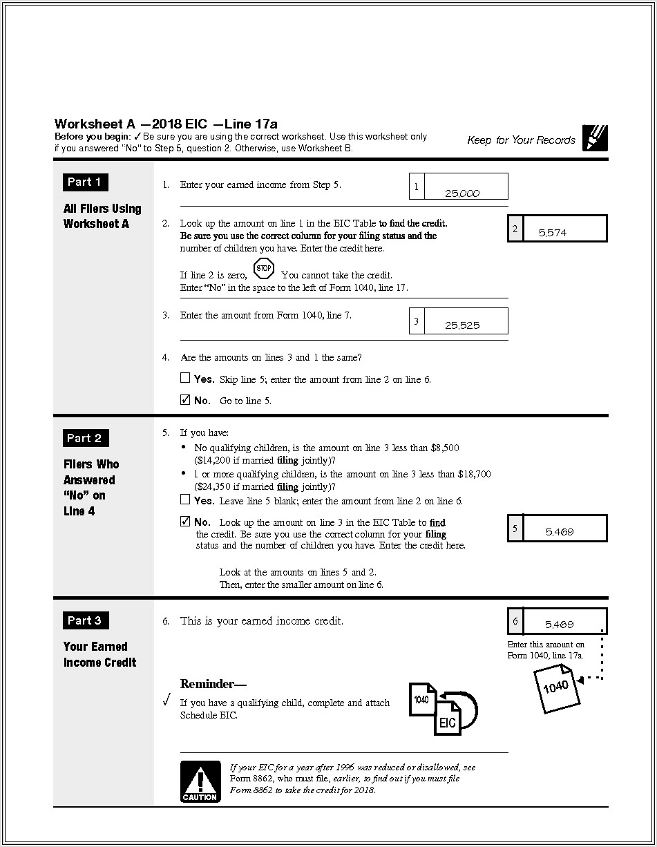 Earned Income Tax Credit Worksheet 2013