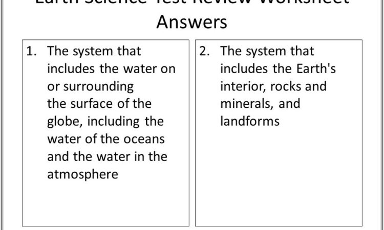 Earth Science Worksheet Answers