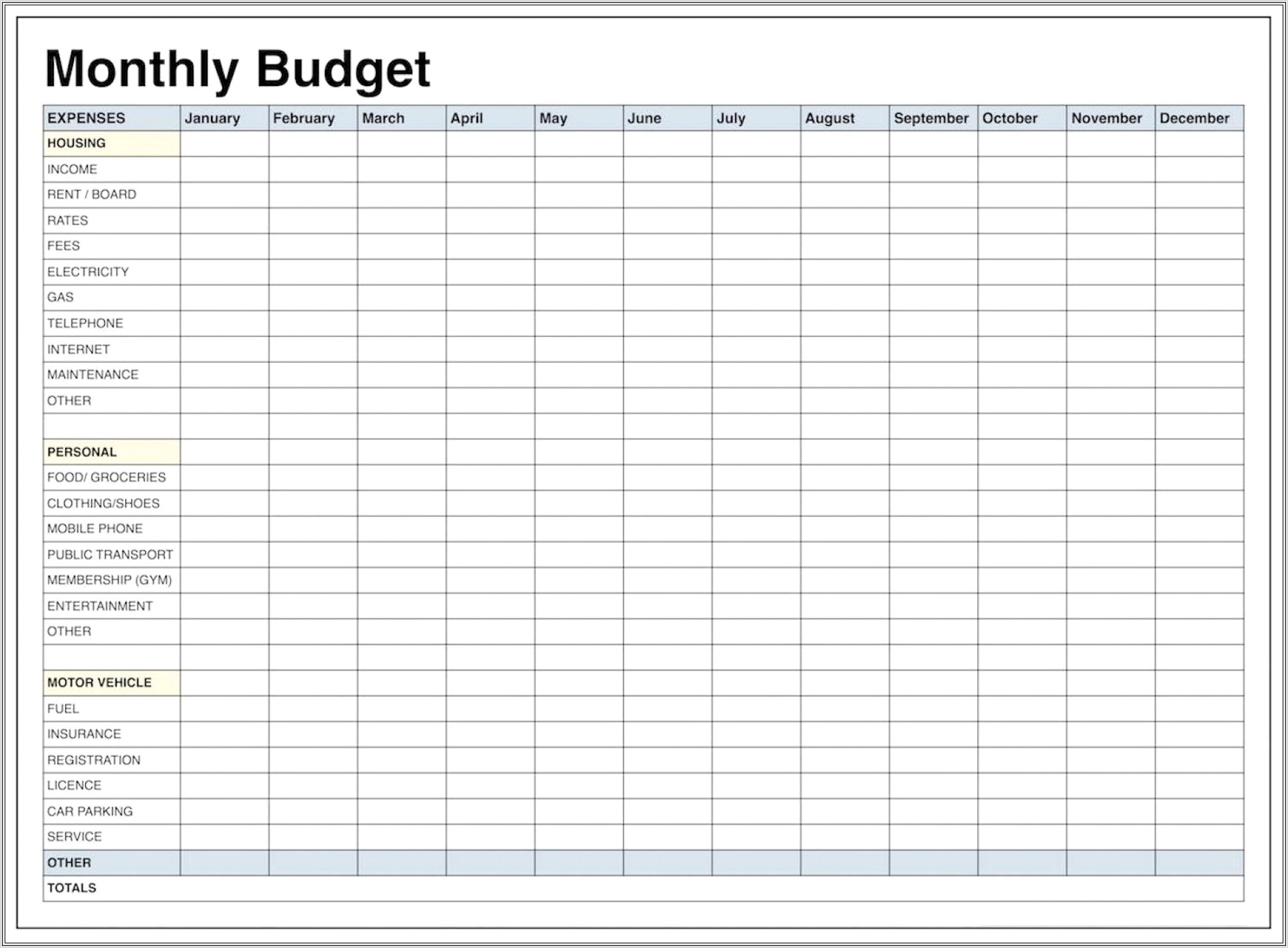 Easy Home Budget Worksheet