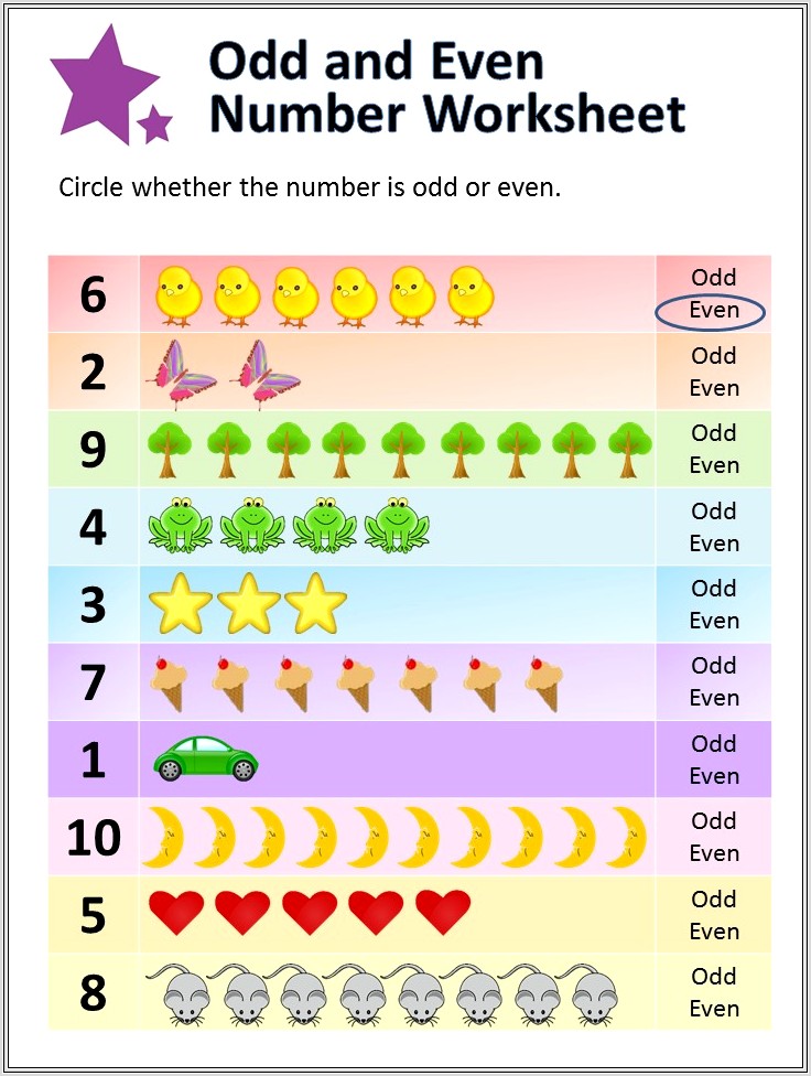 Easy Odd And Even Numbers Worksheet