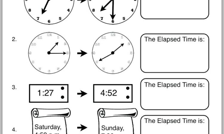 Elapsed Time Worksheet With Number Line