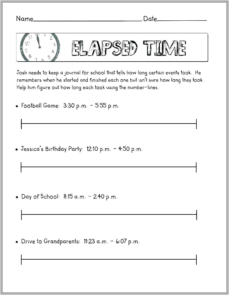 Elapsed Time Worksheets Word Problems