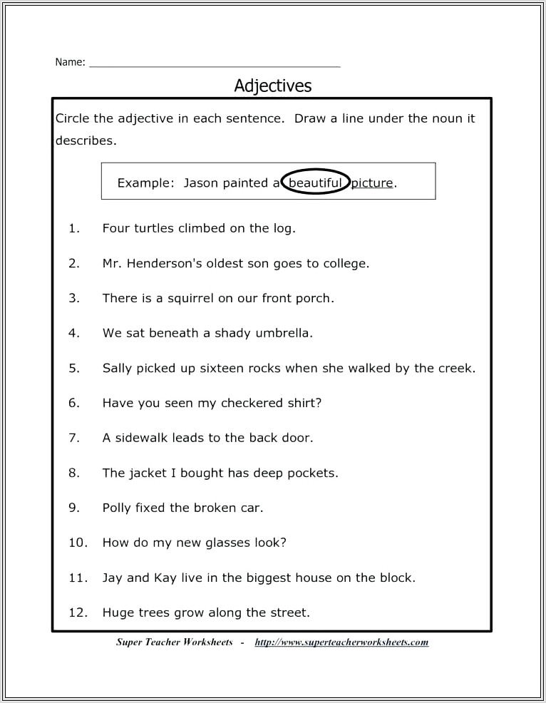 English Vocabulary Worksheet For Grade 3