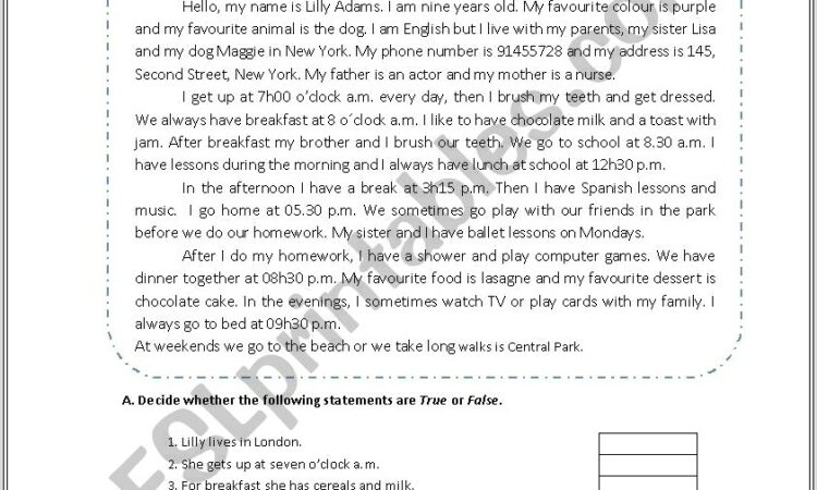 English Worksheet Daily Routine