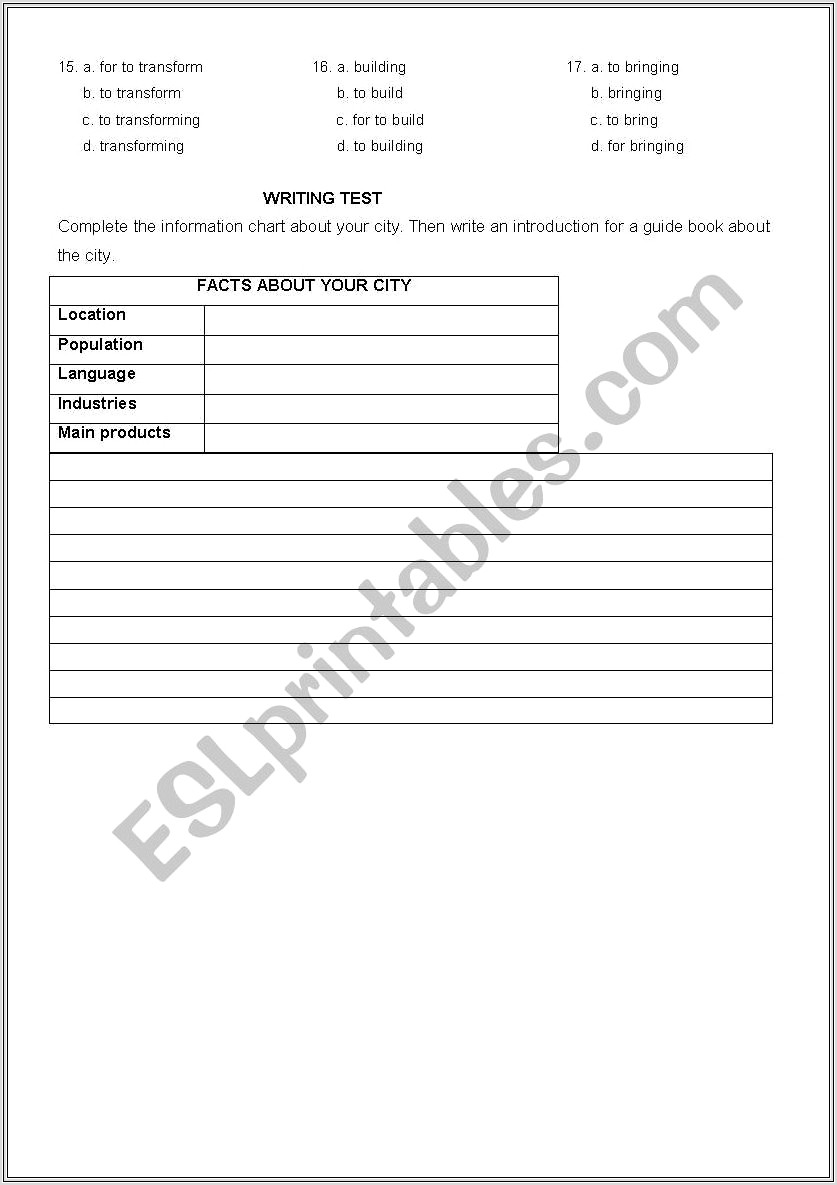 English Worksheet Level 5