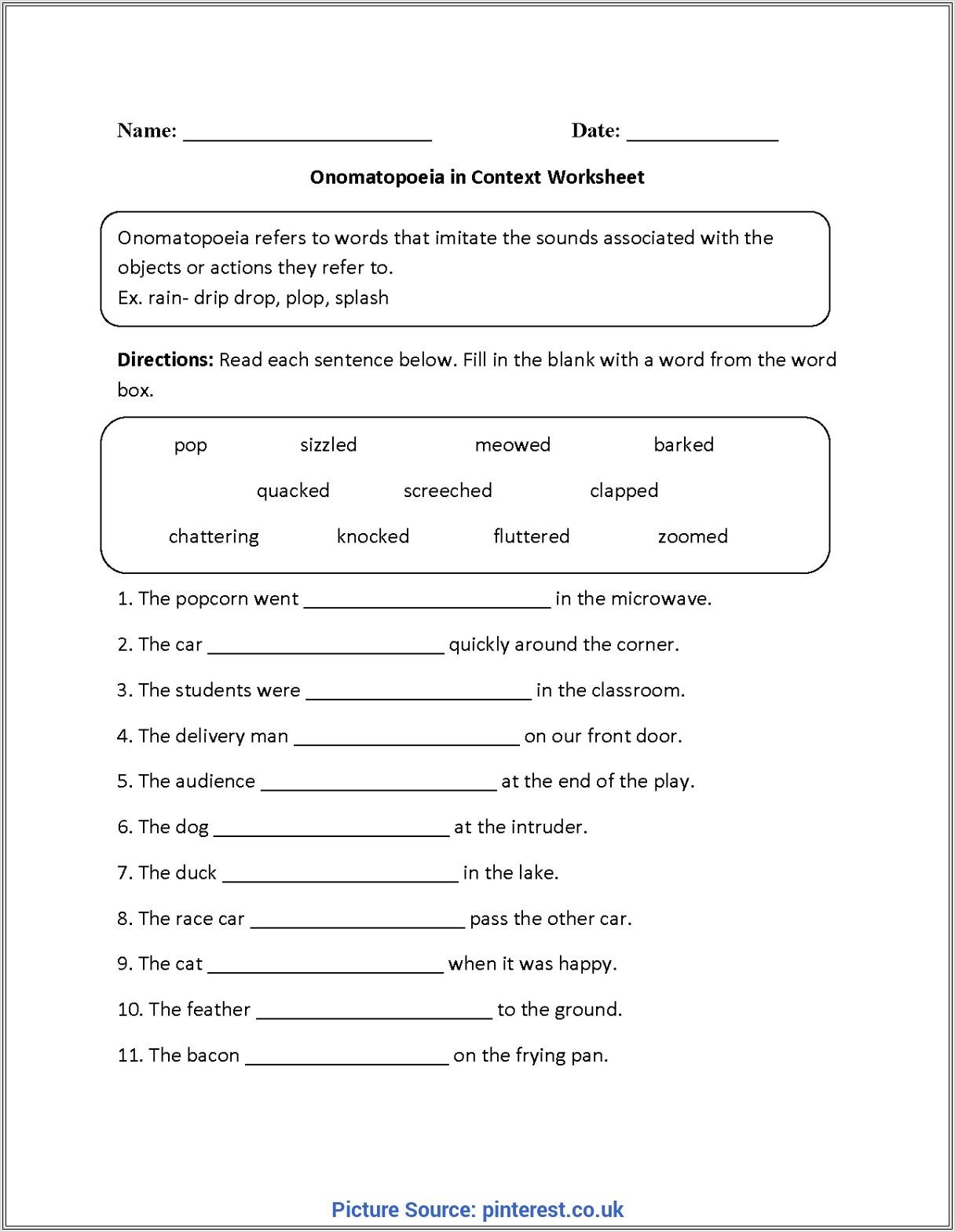 English Worksheet Middle School