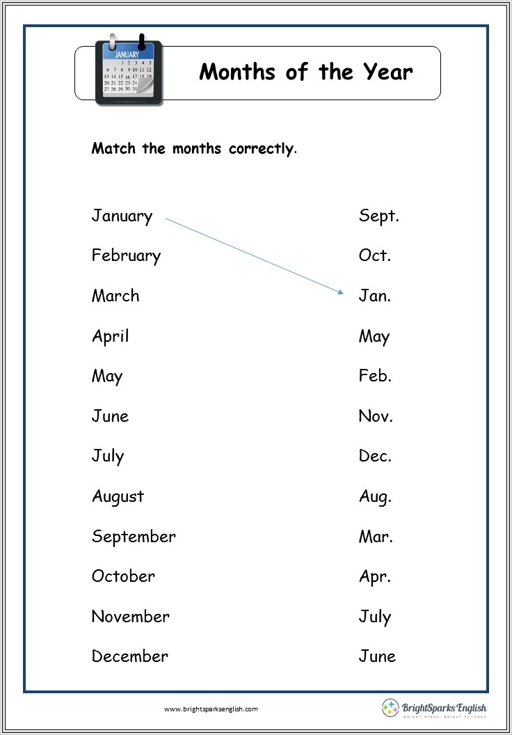 English Worksheet Months Of The Year