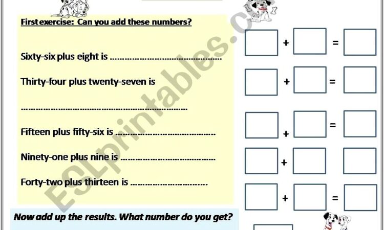 English Worksheet Numbers 1 100