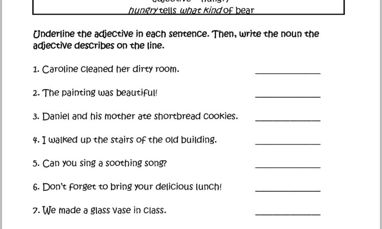 English Worksheet On Adjectives For Class 4