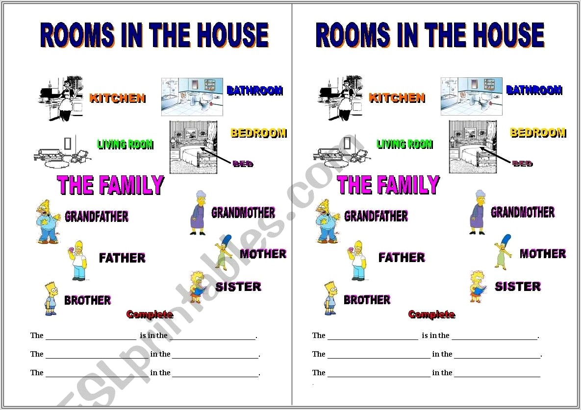English Worksheet Rooms In The House