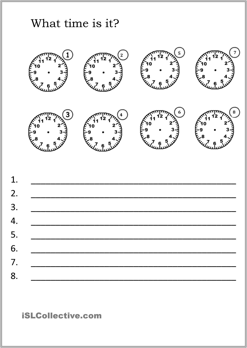 English Worksheet What Time Is It