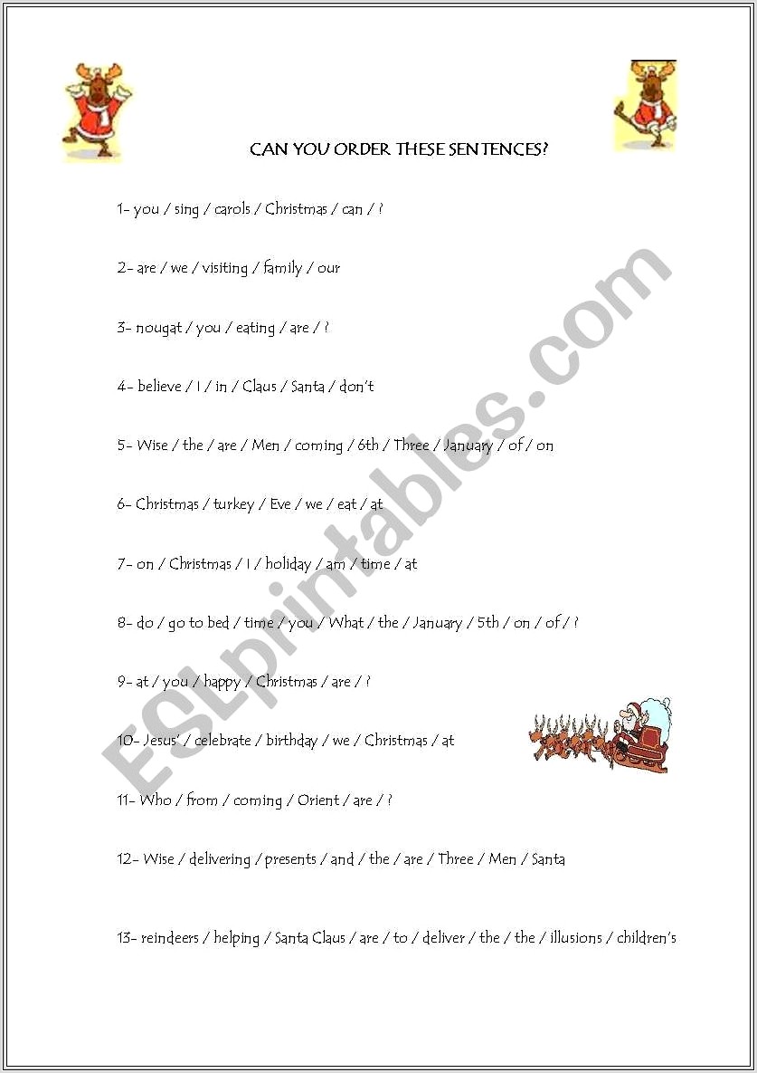 English Worksheets About Christmas