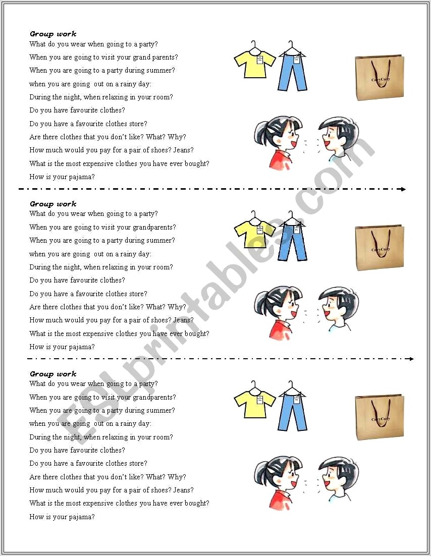 English Worksheets About Clothes