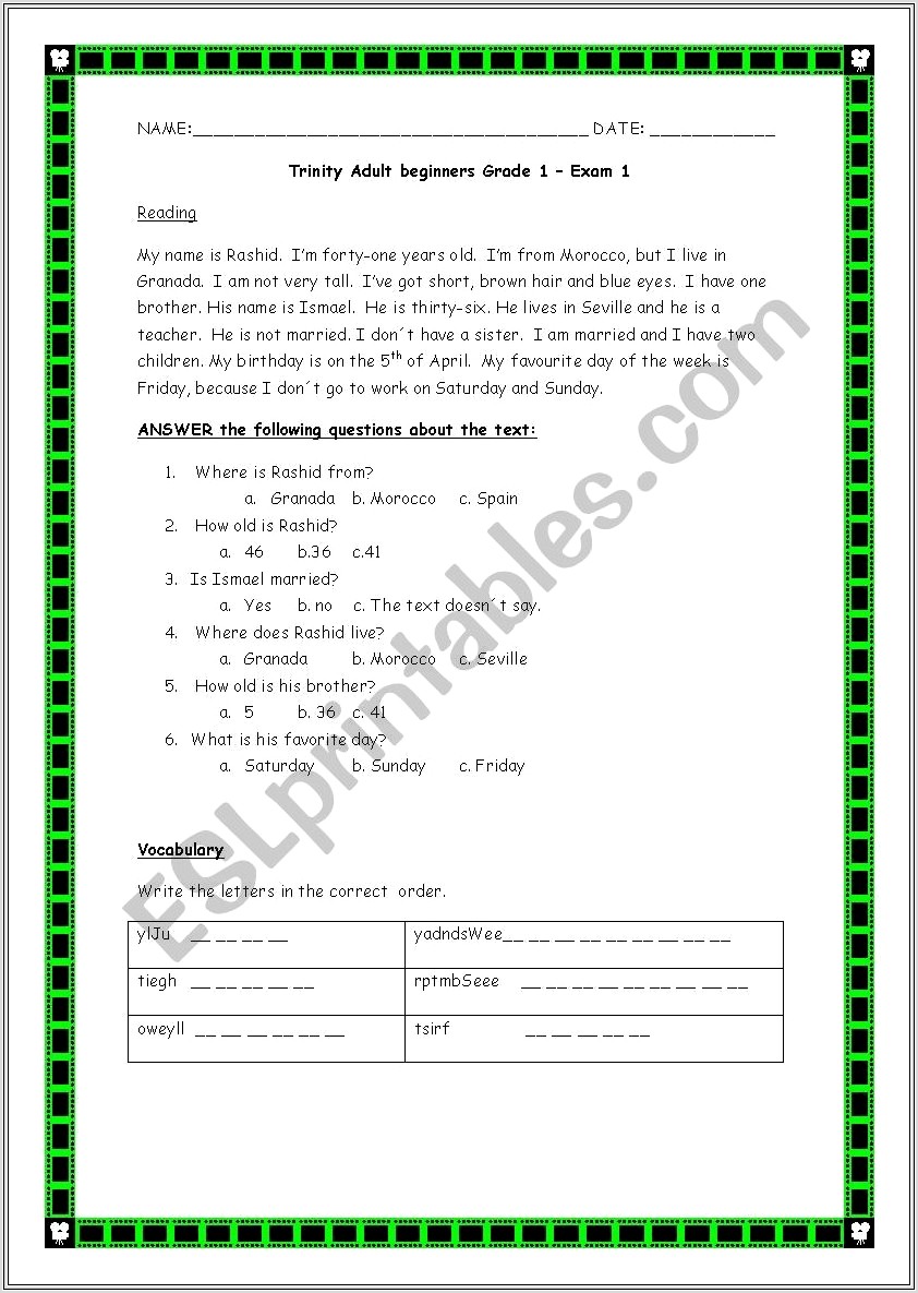 English Worksheets Beginners Adults