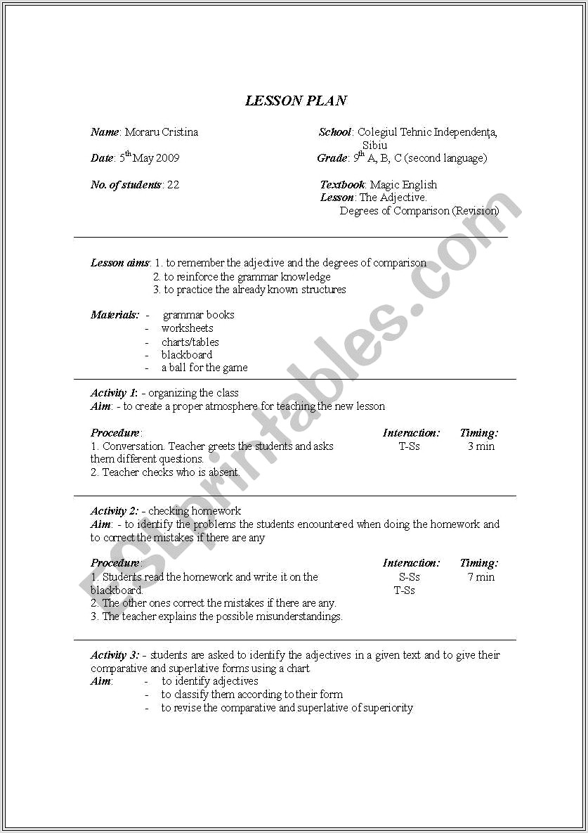 English Worksheets Degrees Of Comparison
