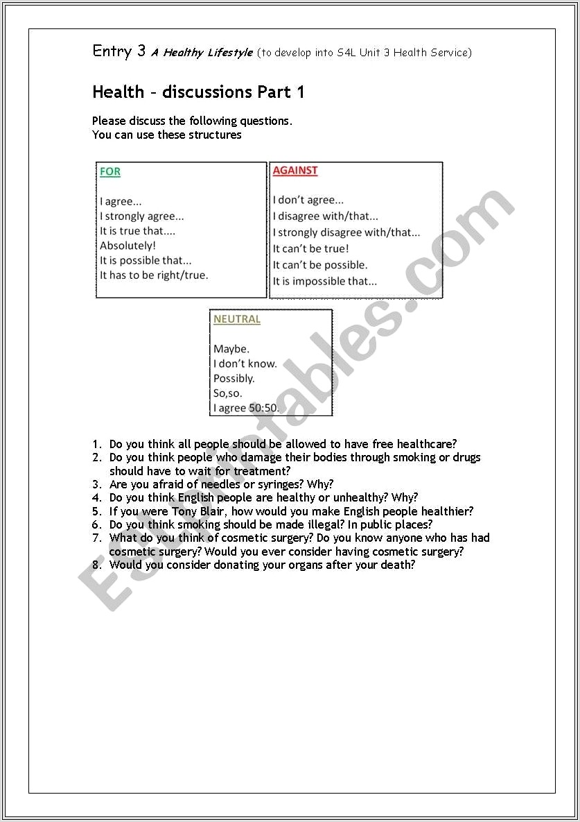 English Worksheets Entry 3