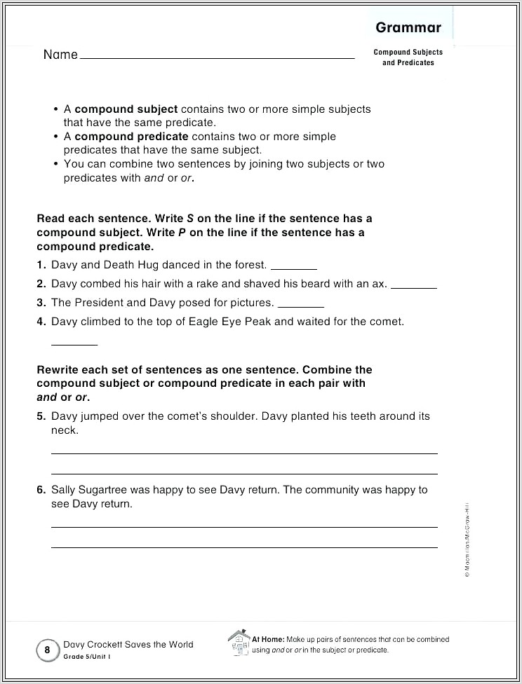 English Worksheets For Grade 5 Grammar