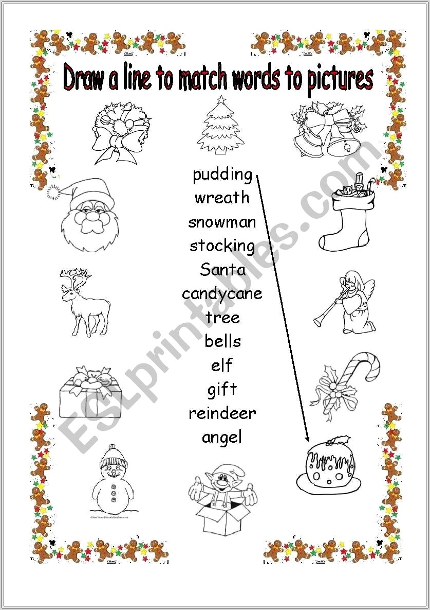 English Worksheets Matching Pictures To Words