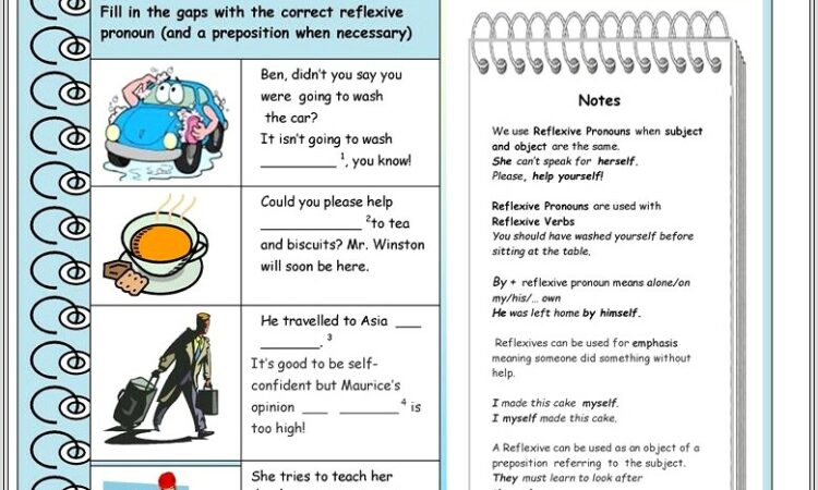 English Worksheets Reflexive Pronouns