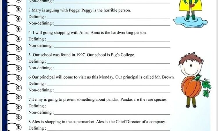 English Worksheets Relative Clauses