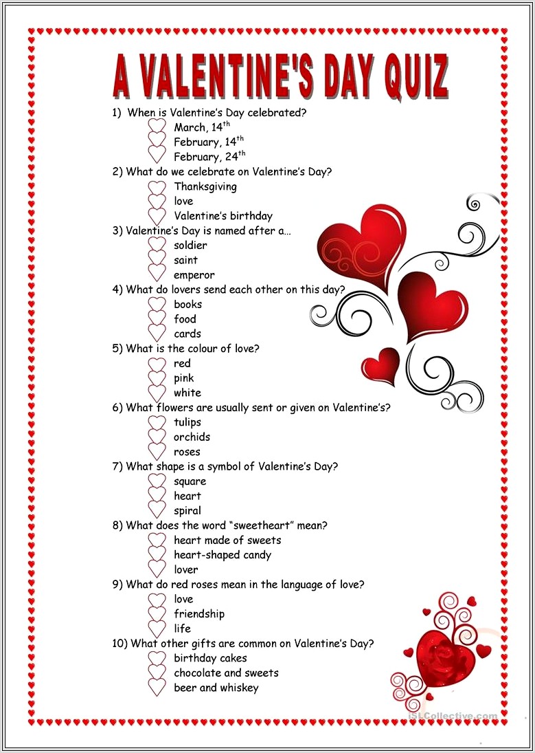English Worksheets Valentine Day