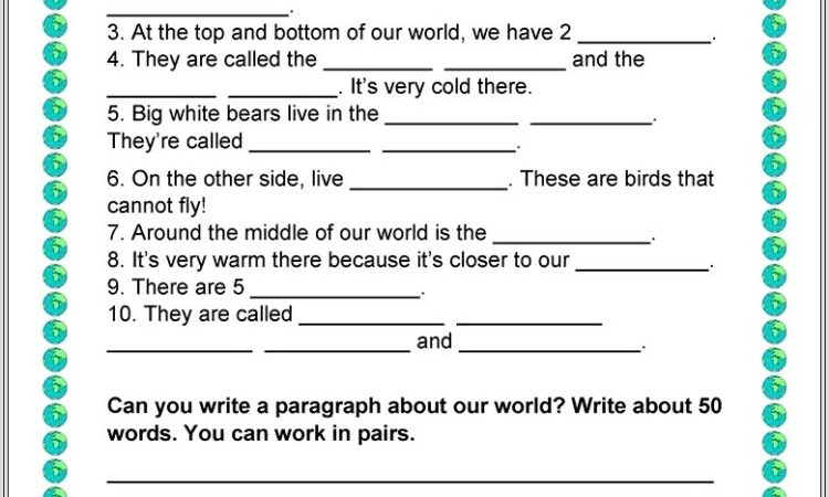 English Worksheets Vocabulary Words