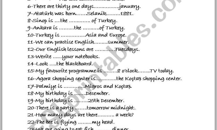 English Worksheets With Inon