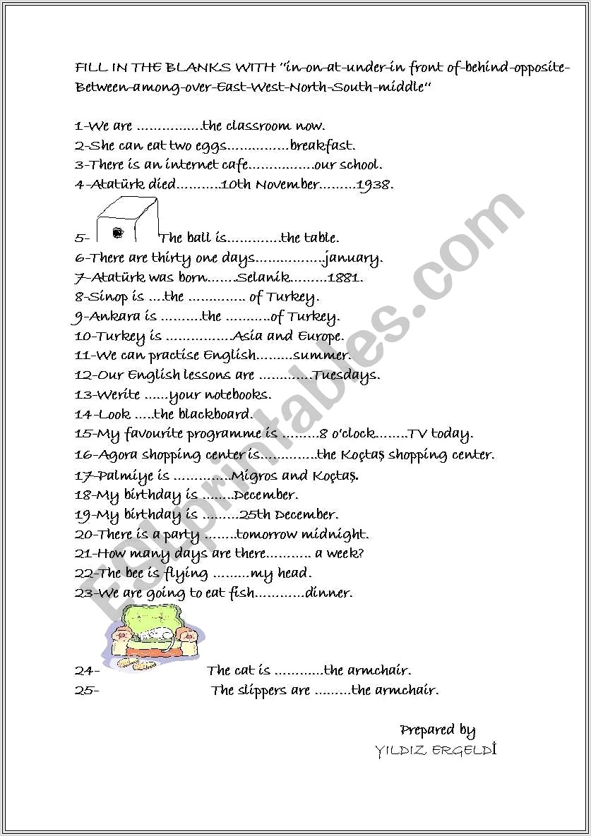 English Worksheets With Inon