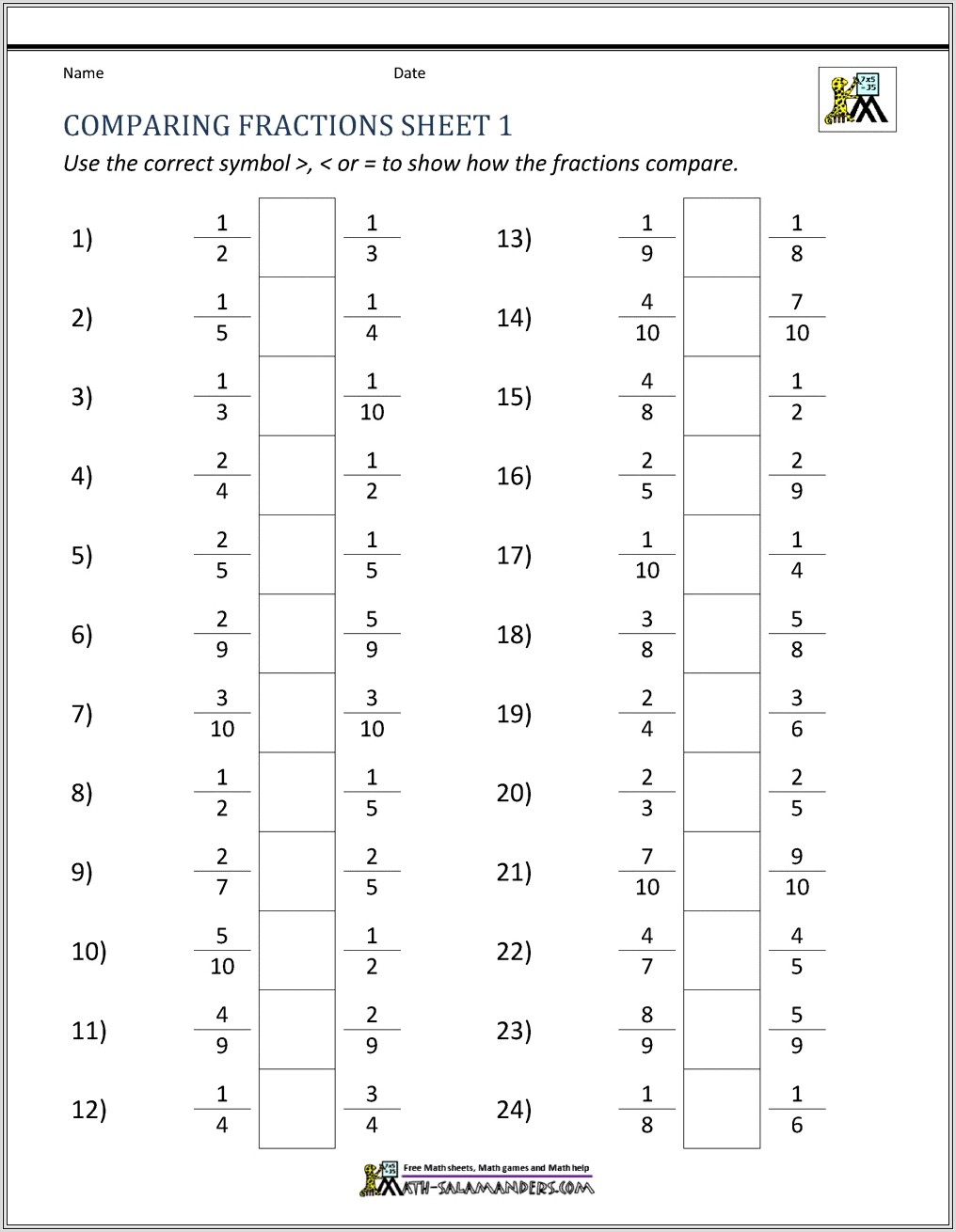 Equivalent Fractions Worksheet Using Pictures