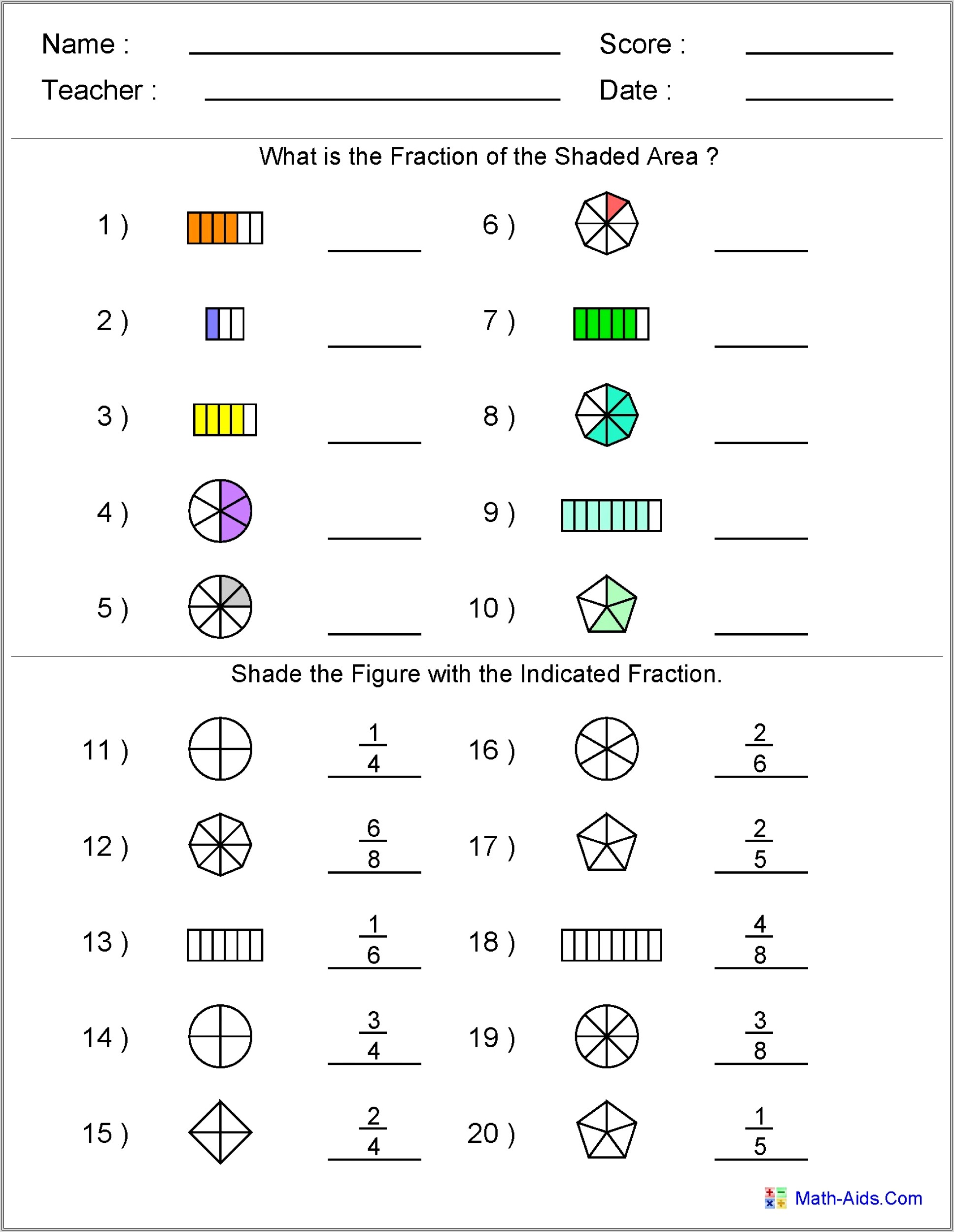 Equivalent Fractions Worksheet Visual
