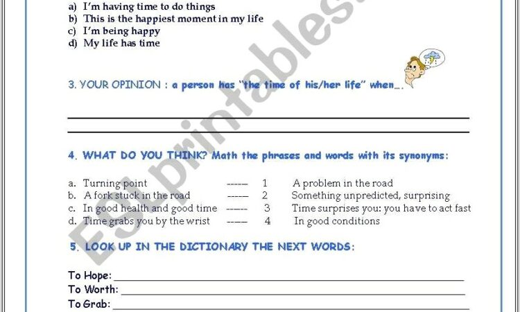 Esl Time Of Day Worksheet