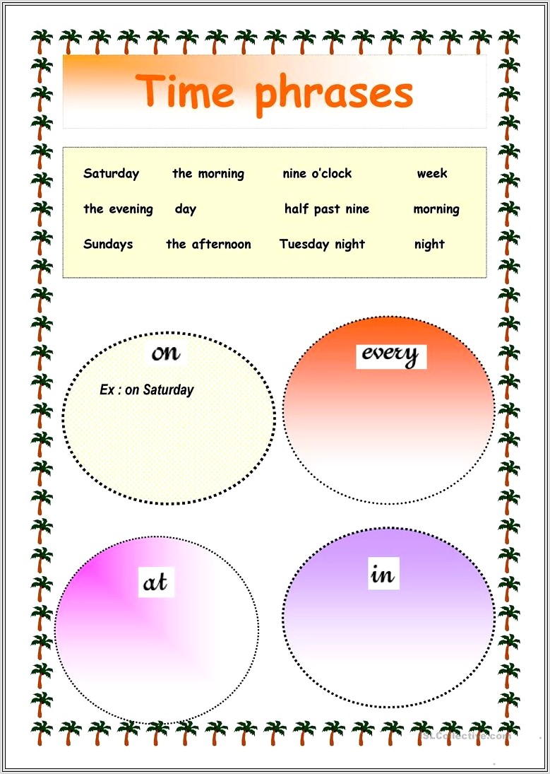 Esl Time Phrases Worksheets