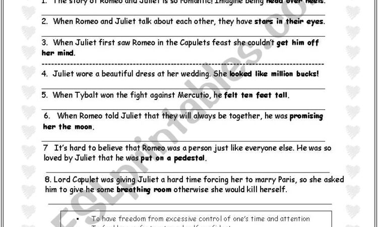 Esl Worksheet Romeo And Juliet