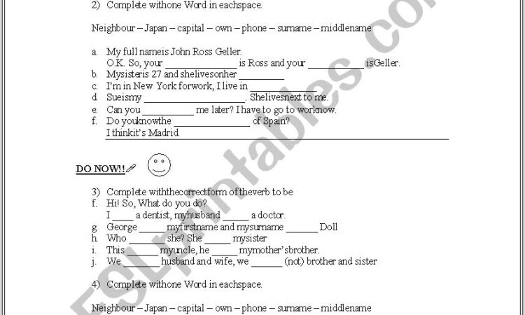 Esl Worksheet Verb To Do