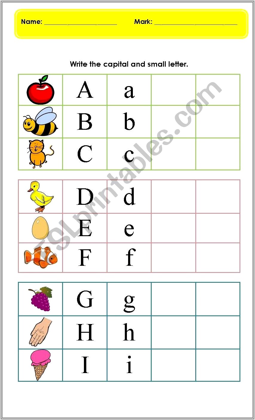 Esl Writing Alphabet Worksheet