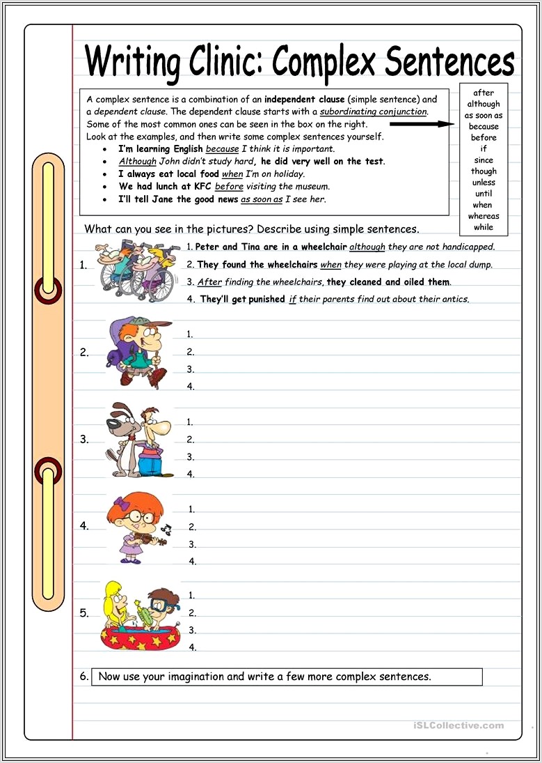 Esl Writing Complex Sentences Worksheets