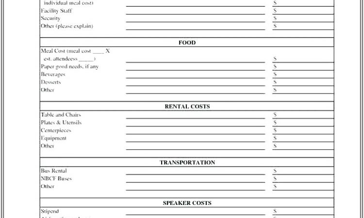 Event Budget Worksheet Xls