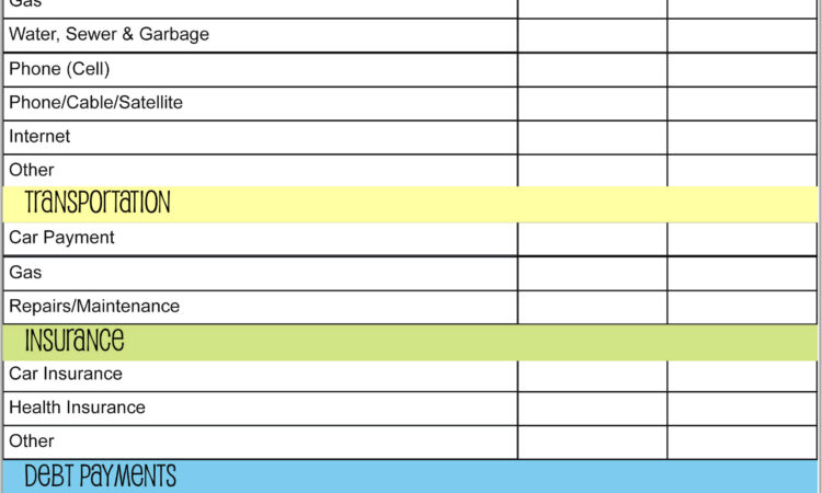 Example Of Home Budget Worksheet