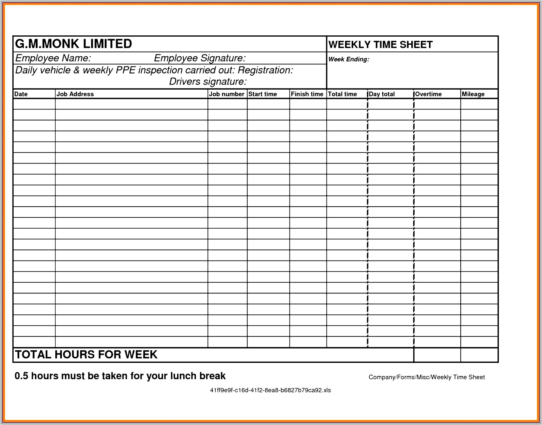 Examples Of Time Management Worksheets