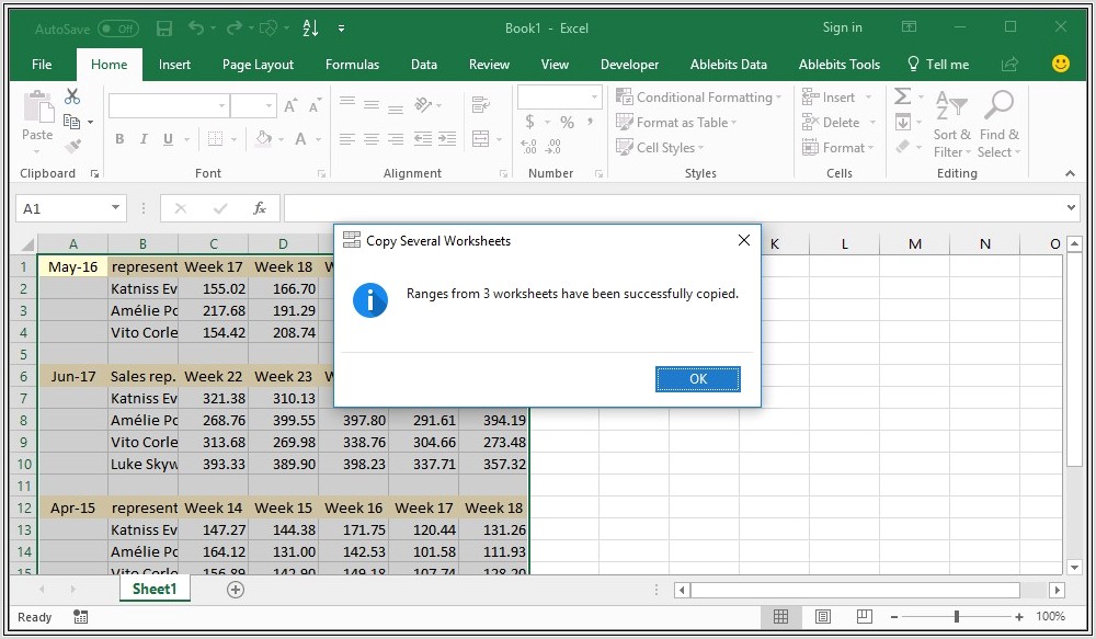 Excel Copy Multiple Worksheets Into One