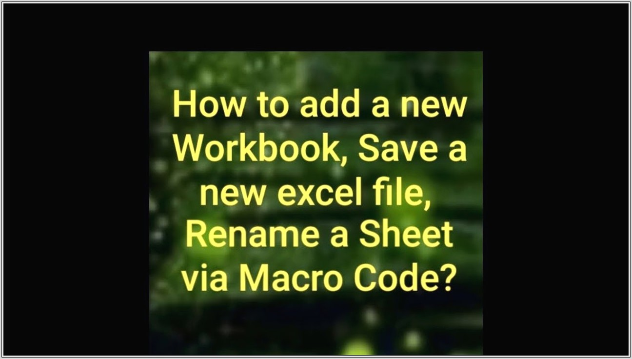 Excel Macro Add Sheet Rename