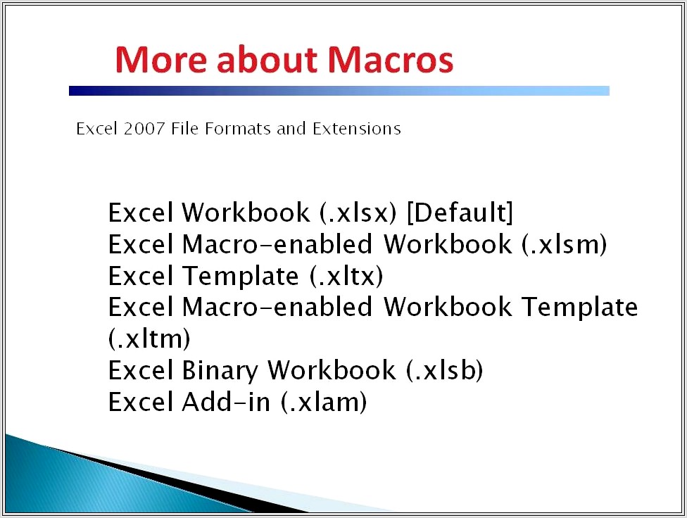 Excel Macro Enabled Workbook Xlsm