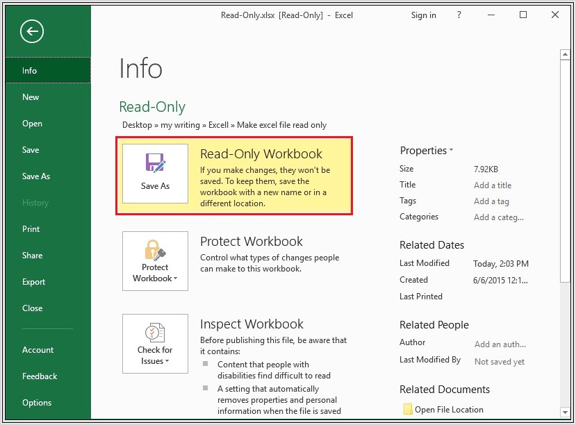 Excel Macro Open Workbook Read Only